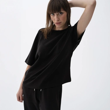  Qua Home Isla Kadın Modal T-shirt Siyah