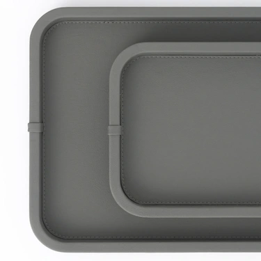  Qua Home Marta Dekoratif Deri Tepsi Antrasit 50x27x3 cm