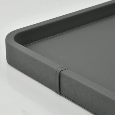  Qua Home Marta Dekoratif Deri Tepsi Antrasit 50x27x3 cm