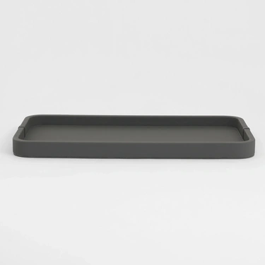  Qua Home Marta Dekoratif Deri Tepsi Antrasit 50x27x3 cm