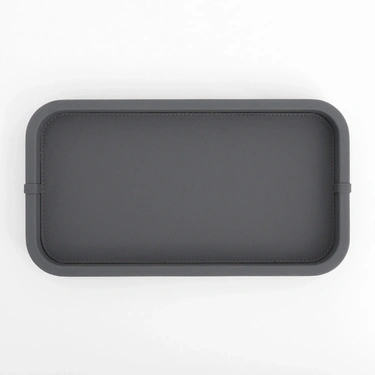  Qua Home Marta Dekoratif Deri Tepsi Antrasit 35x19x3 cm