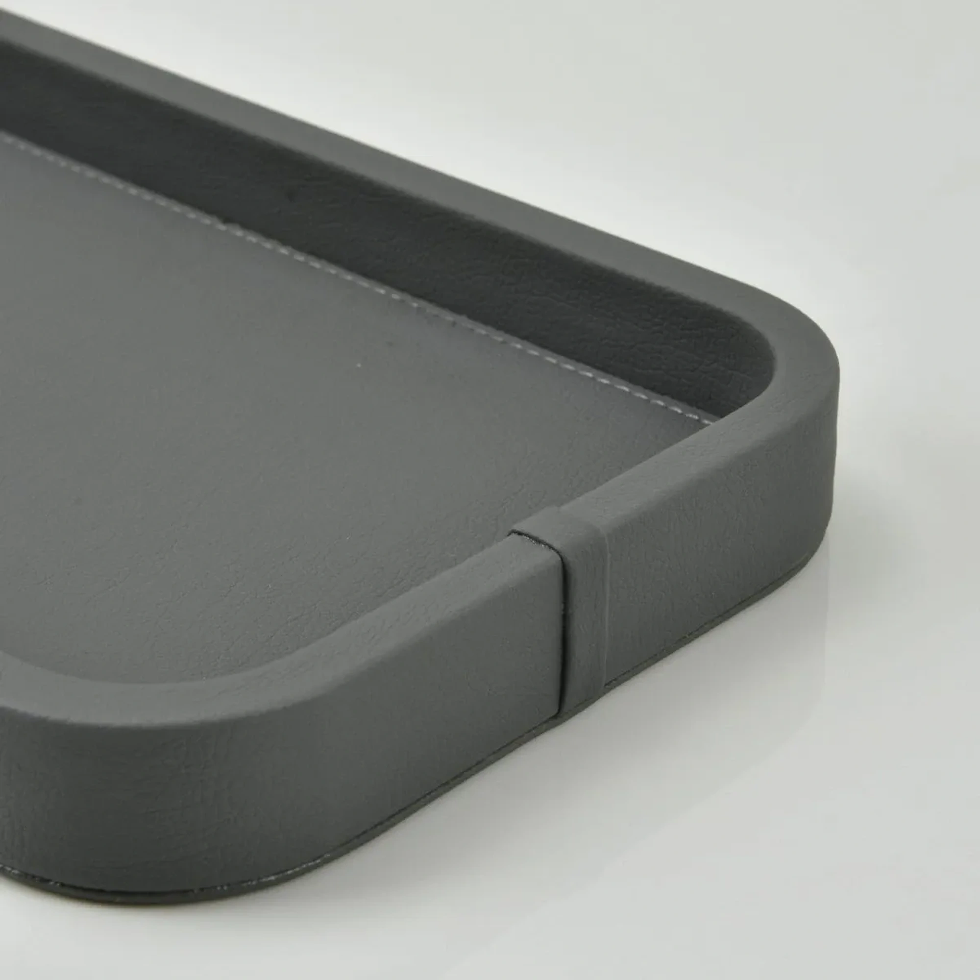 Qua Home Marta Dekoratif Deri Tepsi Antrasit 35x19x3 cm