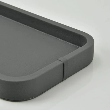  Qua Home Marta Dekoratif Deri Tepsi Antrasit 35x19x3 cm