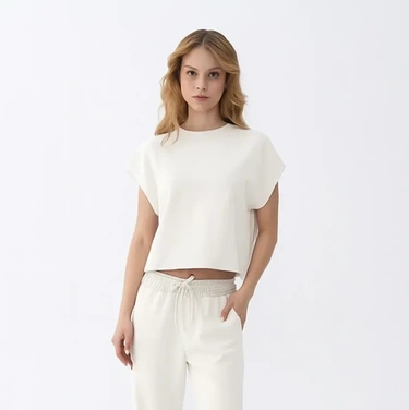  Qua Home Nua Kadın Modal Tişört Ekru