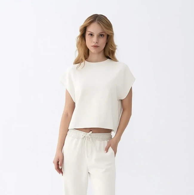  Qua Home Nua Kadın Modal Tişört Ekru