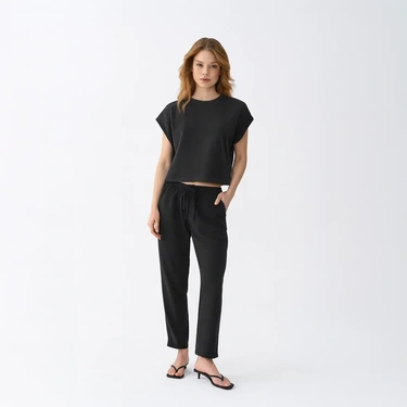  Qua Home Nua Kadın Modal Tişört Siyah