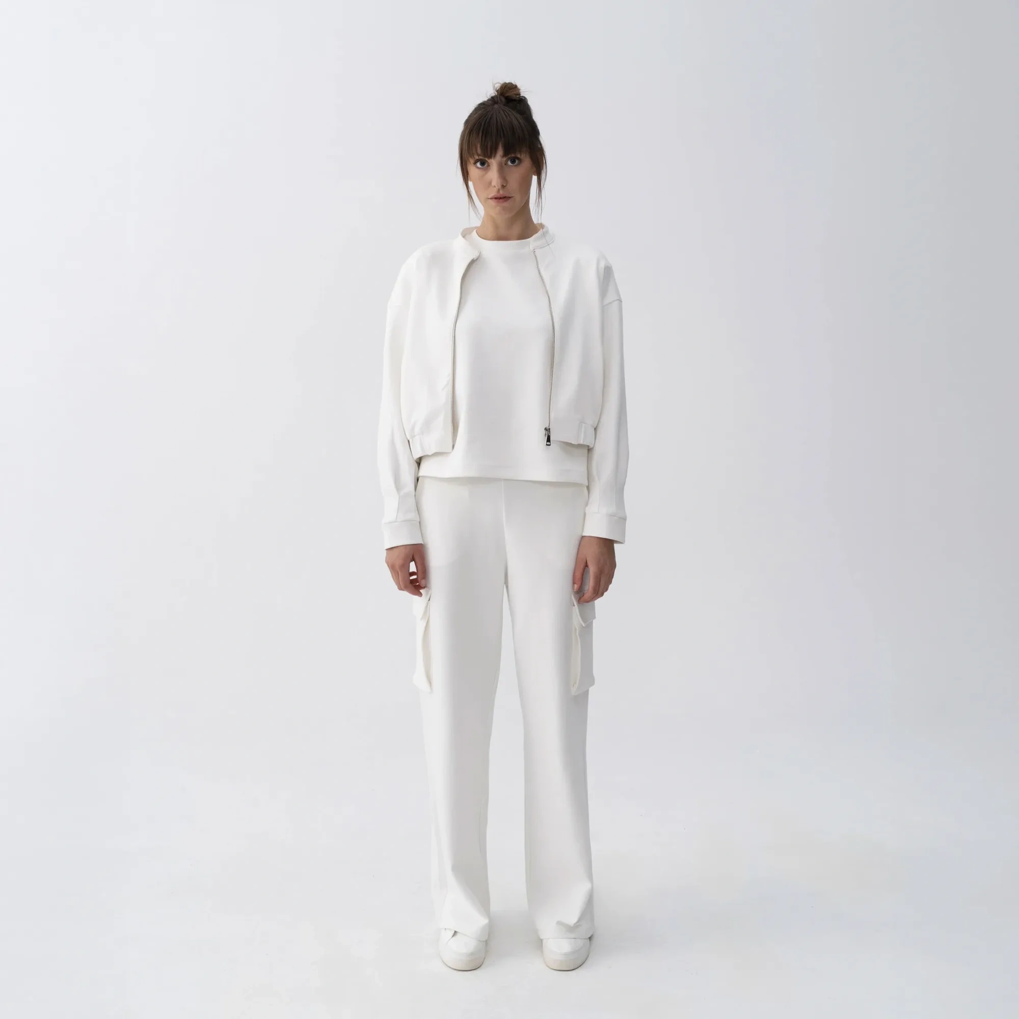 Qua Home Holly Kadın % 100 Pamuk Bomber Ceket Bej