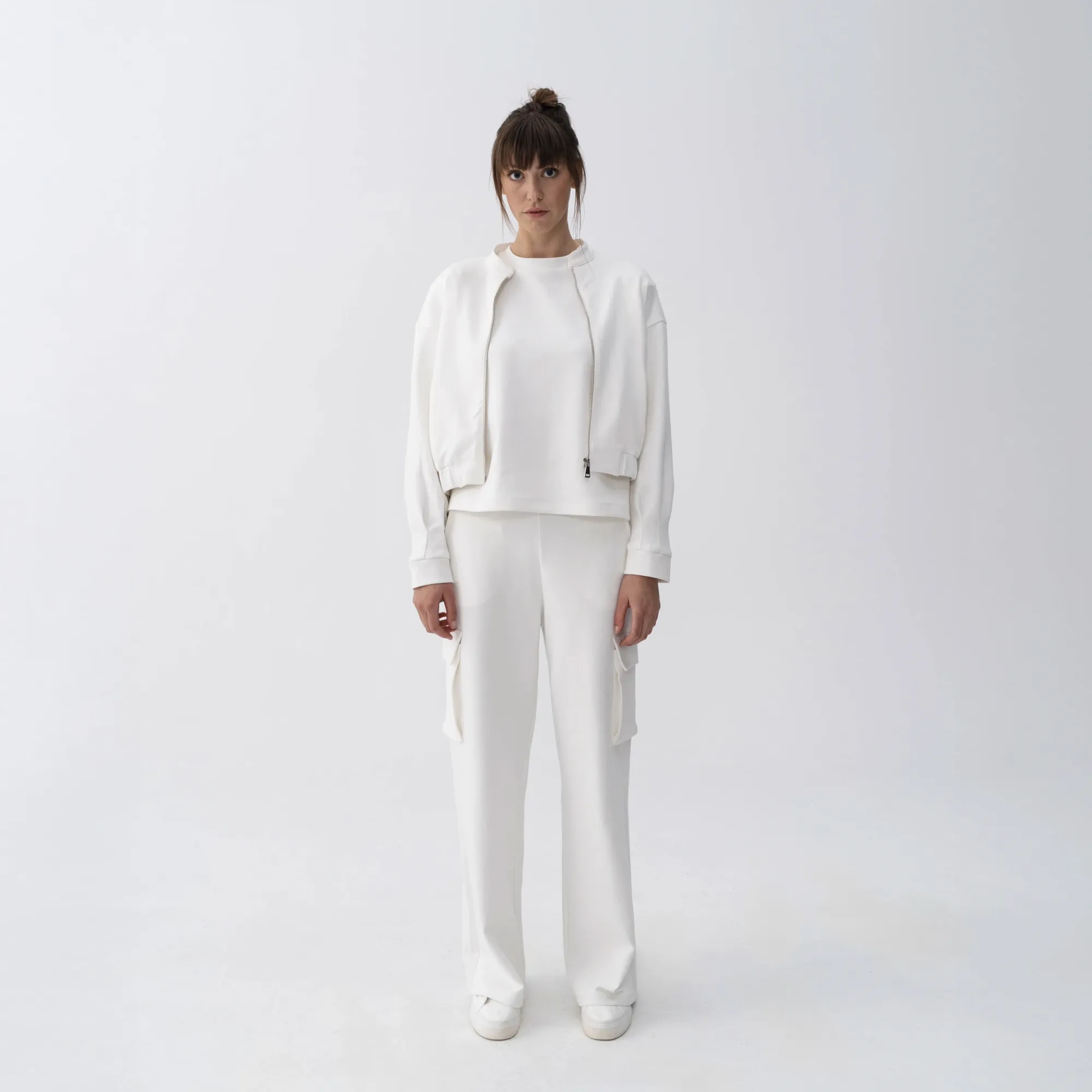  Qua Home Holly Kadın % 100 Pamuk Bomber Ceket Bej