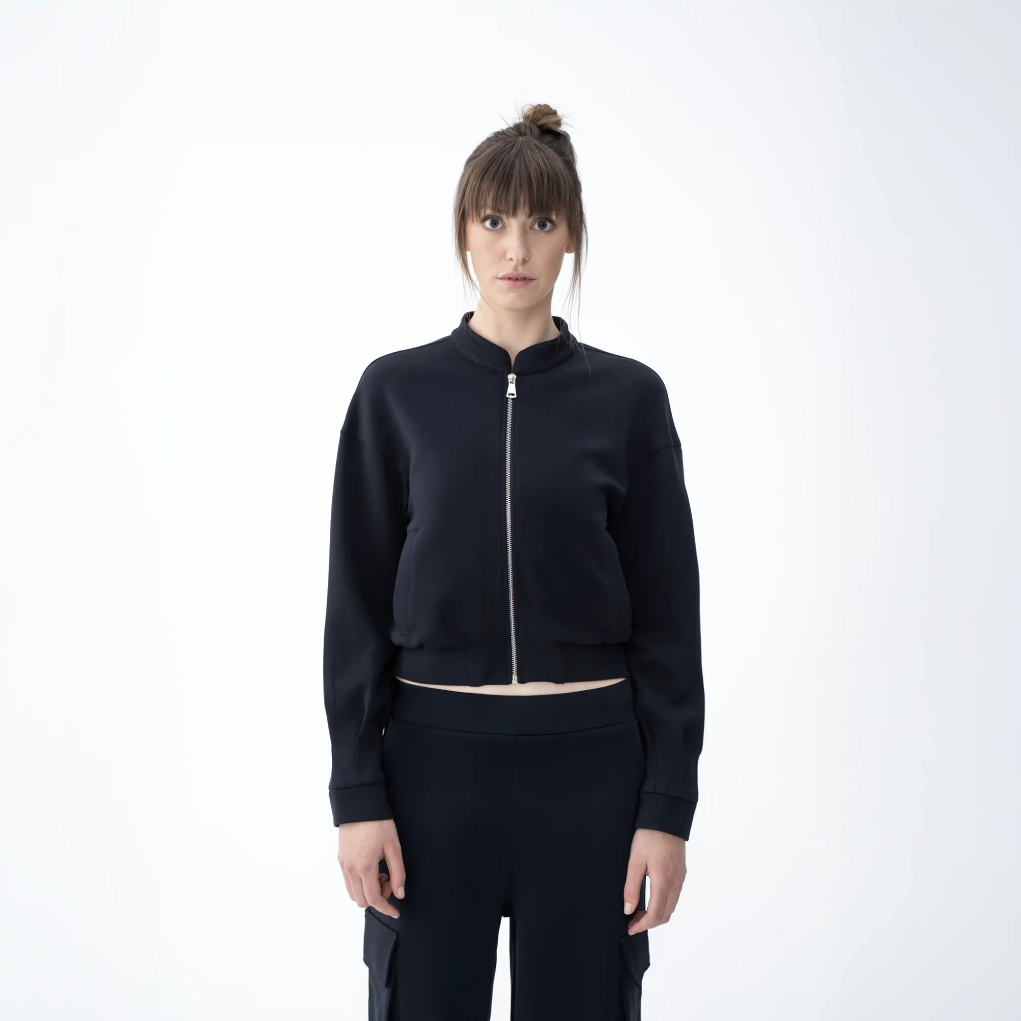 Qua Home Holly Kadın % 100 Pamuk Bomber Ceket Lacivert