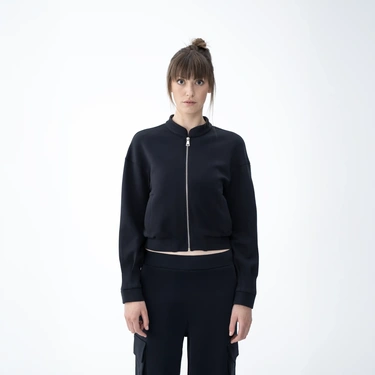  Qua Home Holly Kadın % 100 Pamuk Bomber Ceket Lacivert