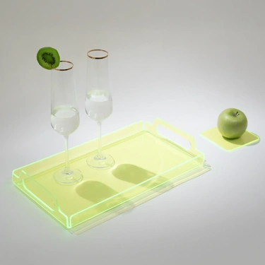  Qua Home Vasa Neon Pleksi Tepsi Yeşil 35x20 cm