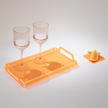  Qua Home Vasa Neon Pleksi Tepsi Turuncu 35x20 cm