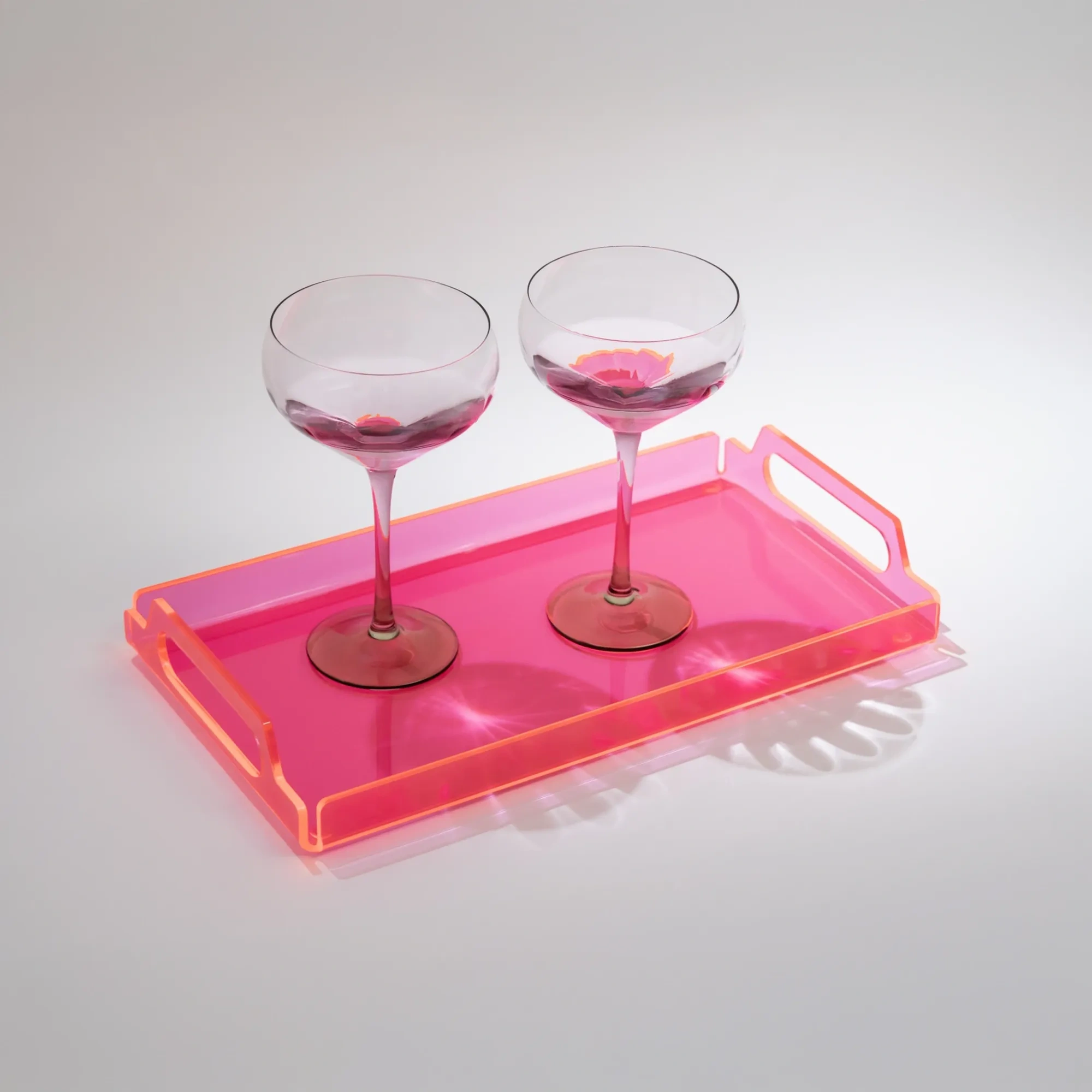 Qua Home Vasa Neon Pleksi Tepsi Pembe 35x20 cm