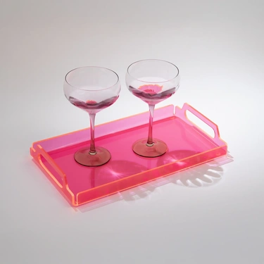  Qua Home Vasa Neon Pleksi Tepsi Pembe 35x20 cm