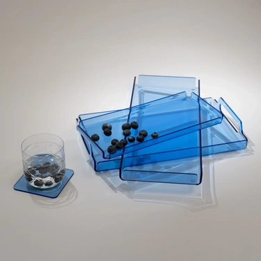  Qua Home Vasa Neon Pleksi Tepsi Mavi 35x20 cm