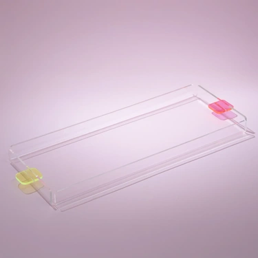  Qua Home Manta Renkli Kulp Detaylı Pleksi Tepsi 40x17 cm