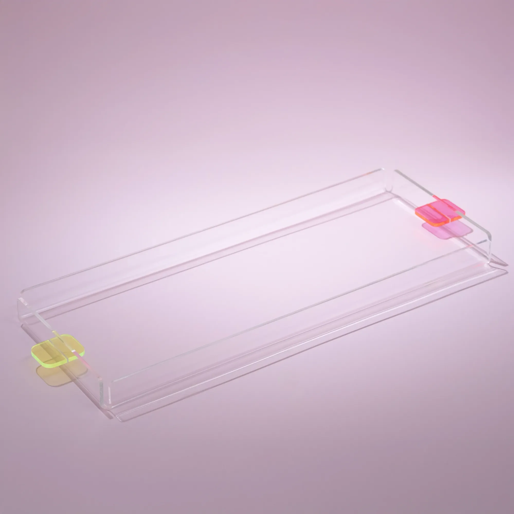  Qua Home Manta Renkli Kulp Detaylı Pleksi Tepsi 40x17 cm