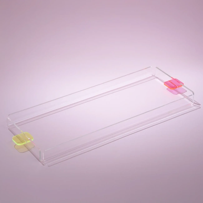  Qua Home Manta Renkli Kulp Detaylı Pleksi Tepsi 40x17 cm