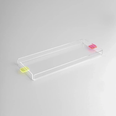  Qua Home Manta Renkli Kulp Detaylı Pleksi Tepsi 40x17 cm