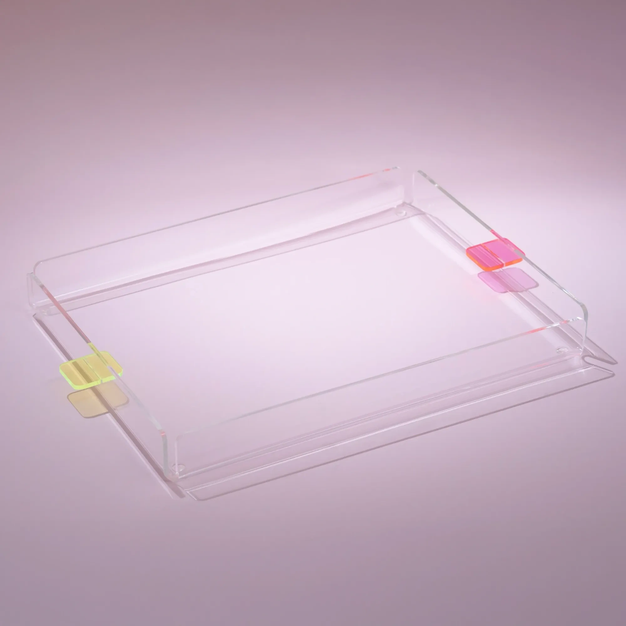 Qua Home Manta Renkli Kulp Detaylı Pleksi Tepsi 36x26 cm