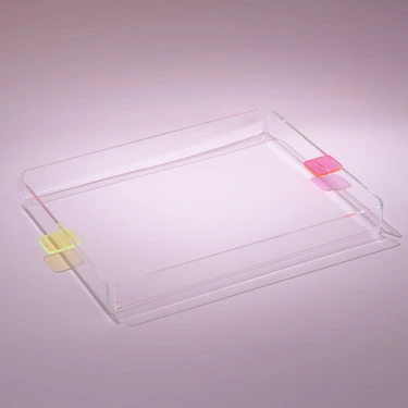  Qua Home Manta Renkli Kulp Detaylı Pleksi Tepsi 36x26 cm