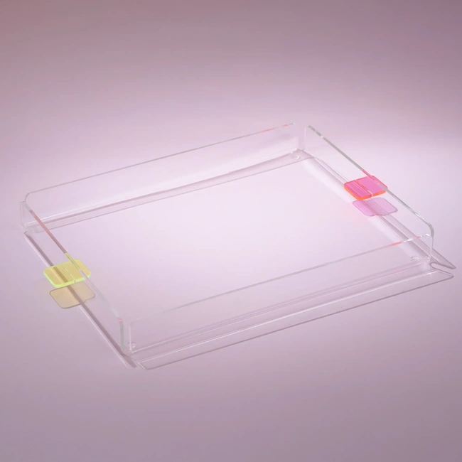  Qua Home Manta Renkli Kulp Detaylı Pleksi Tepsi 36x26 cm