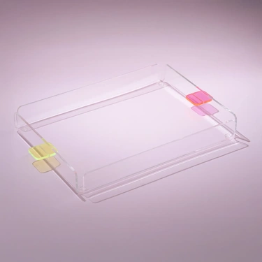  Qua Home Manta Renkli Kulp Detaylı Pleksi Tepsi 30x22 cm