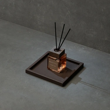  Qua Home Rita Dekoratif Deri Tepsi Koyu Kahverengi 22x22x2,5 cm