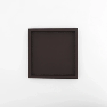  Qua Home Rita Dekoratif Deri Tepsi Koyu Kahverengi 22x22x2,5 cm