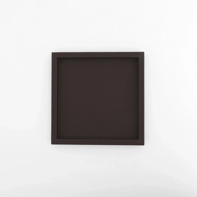  Qua Home Rita Dekoratif Deri Tepsi Koyu Kahverengi 22x22x2,5 cm