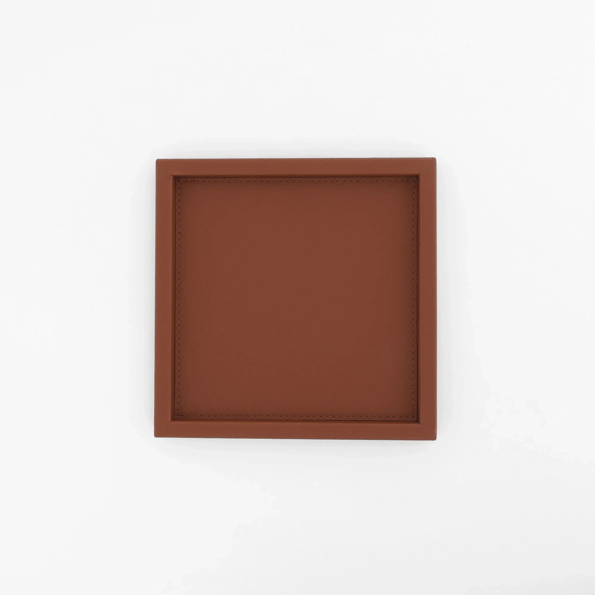 Qua Home Rita Dekoratif Deri Tepsi Açık Kahverengi 22x22x2,5 cm