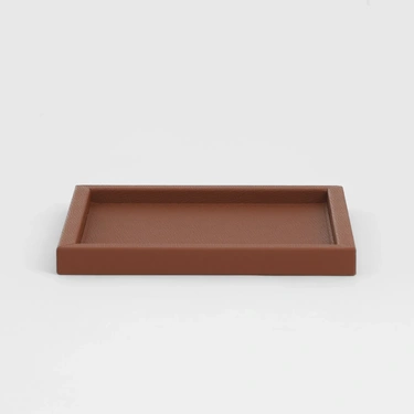  Qua Home Rita Dekoratif Deri Tepsi Açık Kahverengi 22x22x2,5 cm
