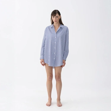  Qua Home Janie Kadın Dokuma Gömlek Elbise Lacivert