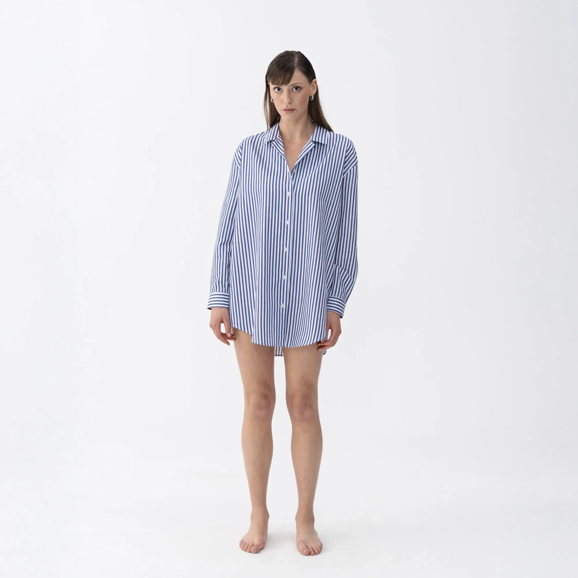  Qua Home Janie Kadın Dokuma Gömlek Elbise Lacivert