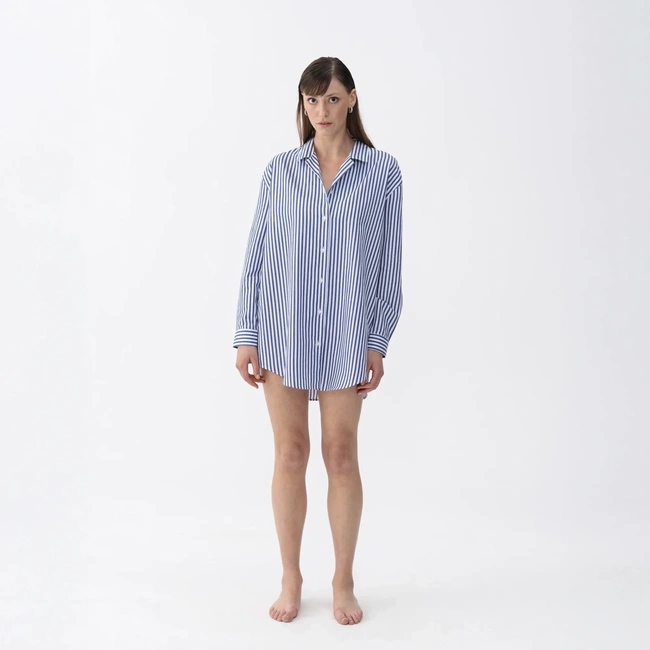  Qua Home Janie Kadın Dokuma Gömlek Elbise Lacivert