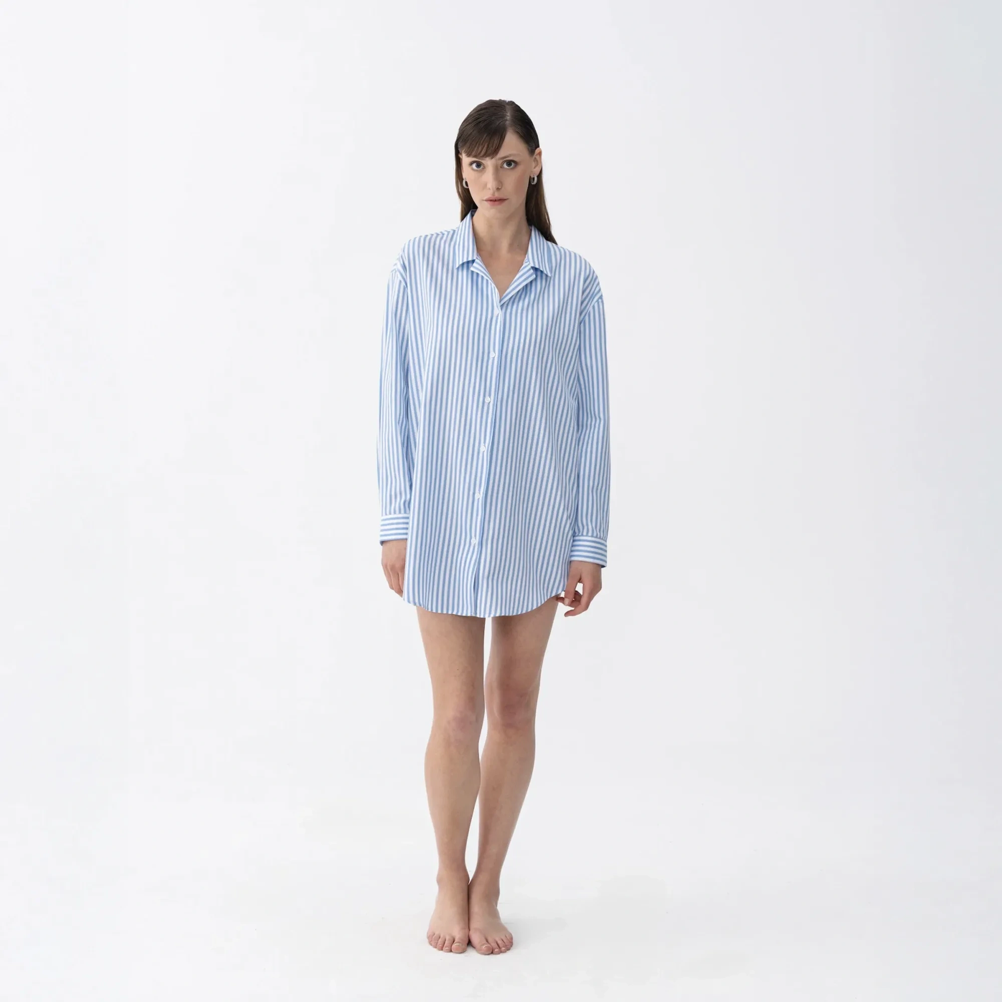 Qua Home Janie Kadın Dokuma Gömlek Elbise Mavi