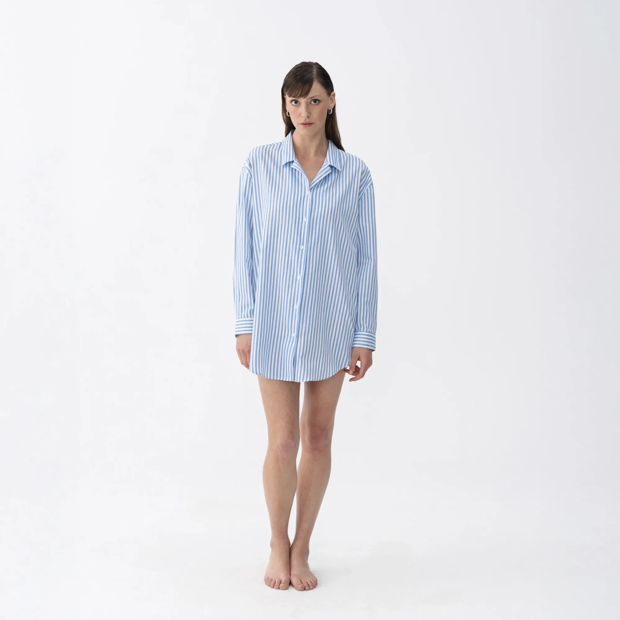  Qua Home Janie Kadın Dokuma Gömlek Elbise Mavi