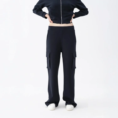  Qua Home Holly Kadın % 100 Pamuk Kargo Pantolon Lacivert