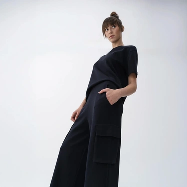  Qua Home Holly Kadın % 100 Pamuk Kargo Pantolon Lacivert