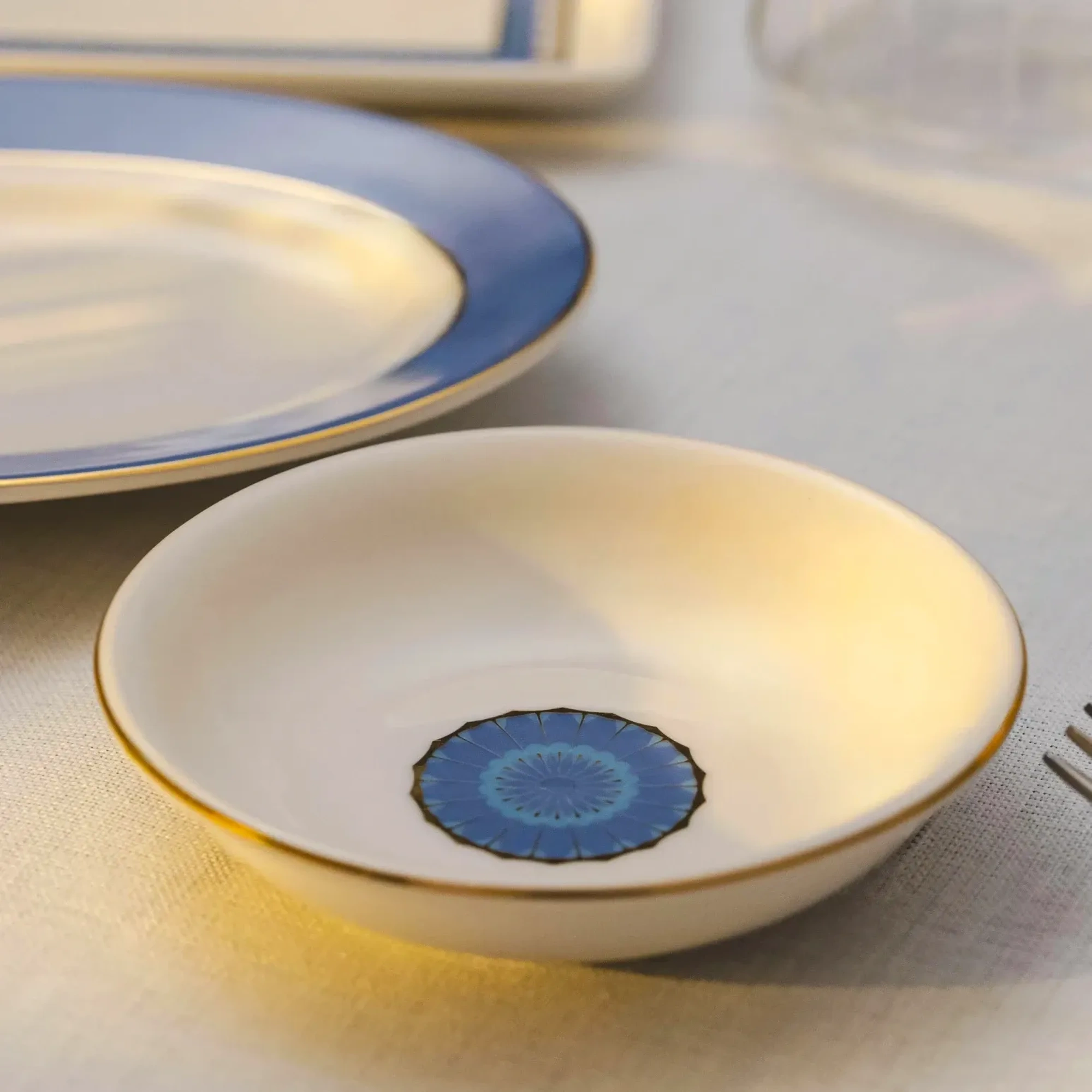 Qua Home Giselle Mavi Gold Servis Kasesi 11 cm