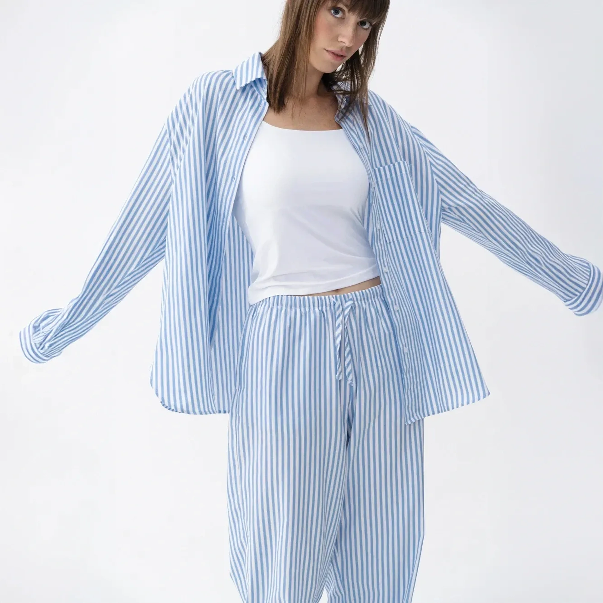 Qua Home Mara Kadın Dokuma Pantolon Mavi