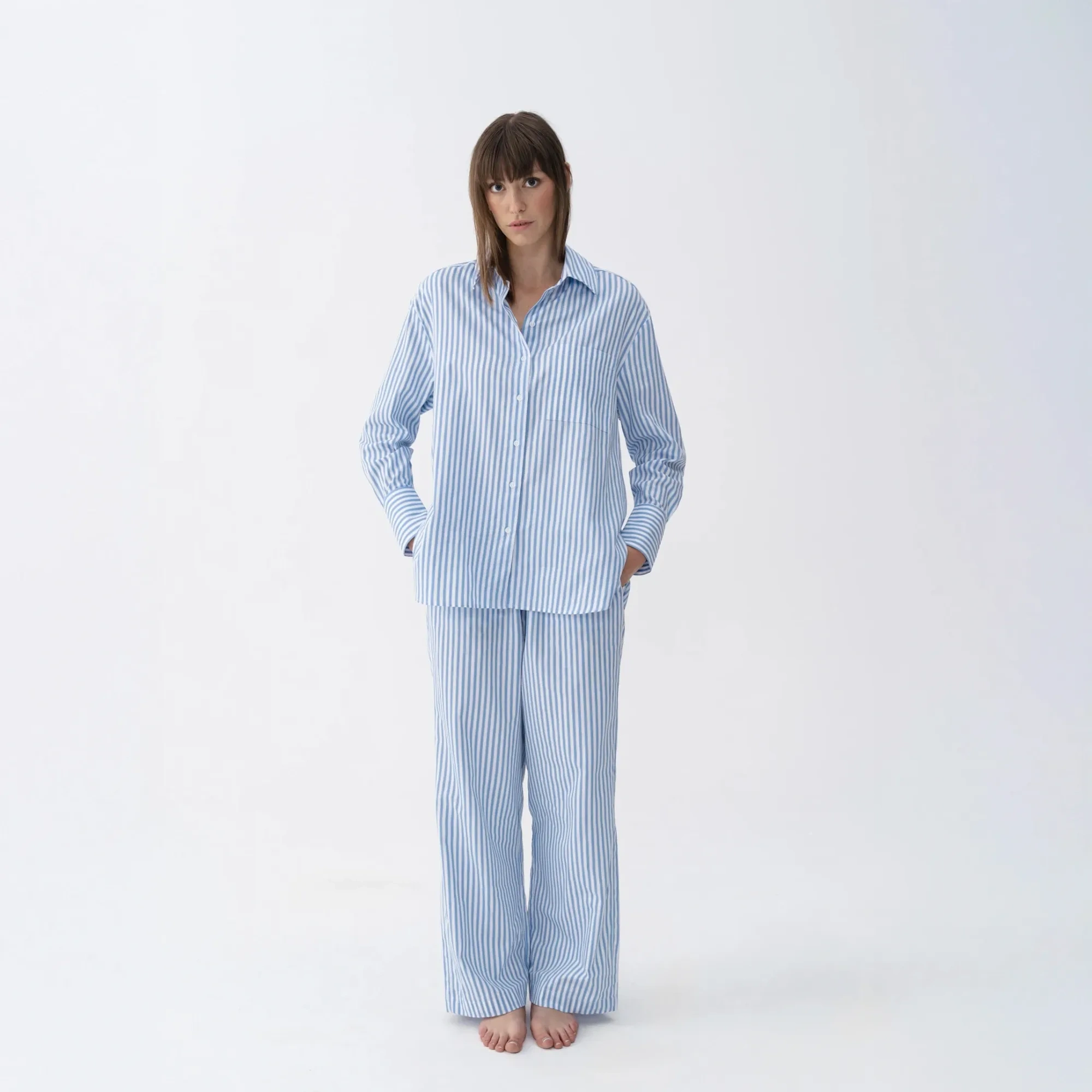 Qua Home Mara Kadın Dokuma Pantolon Mavi