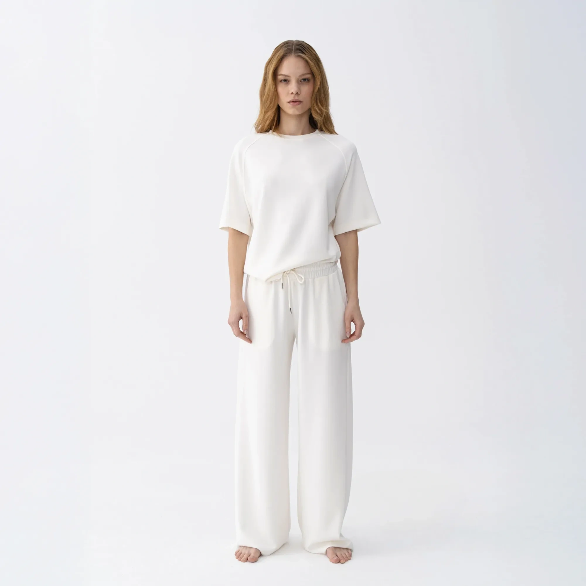 Qua Home Noa Kadın Modal Wide Leg Pantolon Ekru