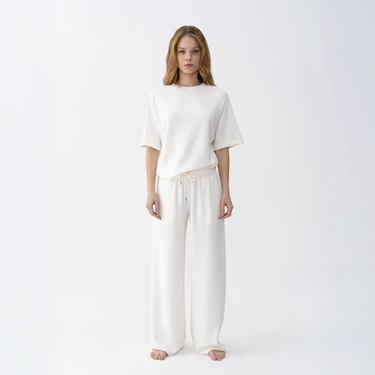  Qua Home Noa Kadın Modal Wide Leg Pantolon Ekru