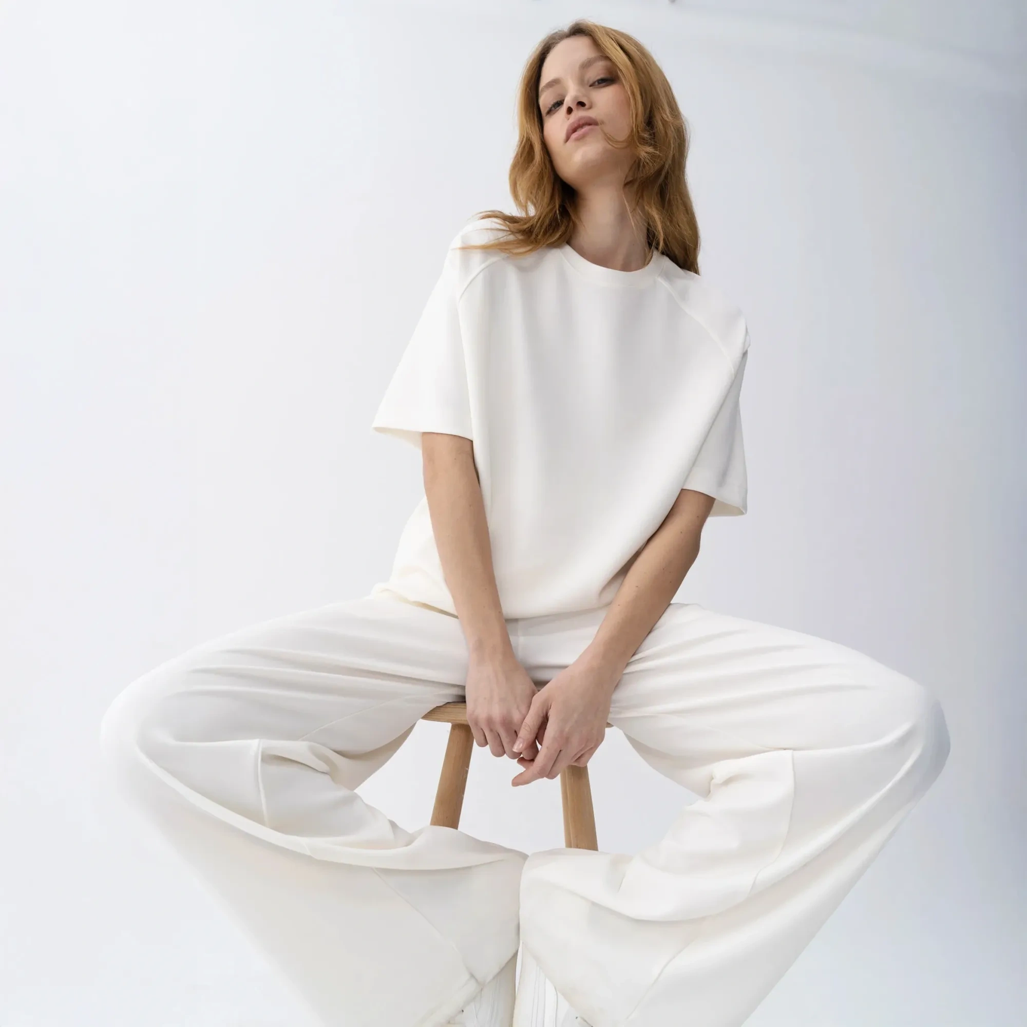 Qua Home Noa Kadın Modal Wide Leg Pantolon Ekru