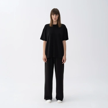  Qua Home Noa Kadın Modal Wide Leg Pantolon Siyah