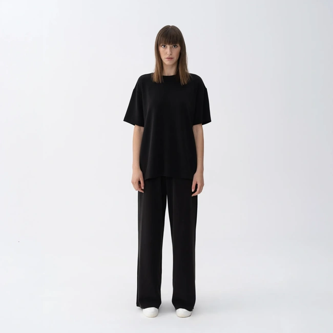  Qua Home Noa Kadın Modal Wide Leg Pantolon Siyah