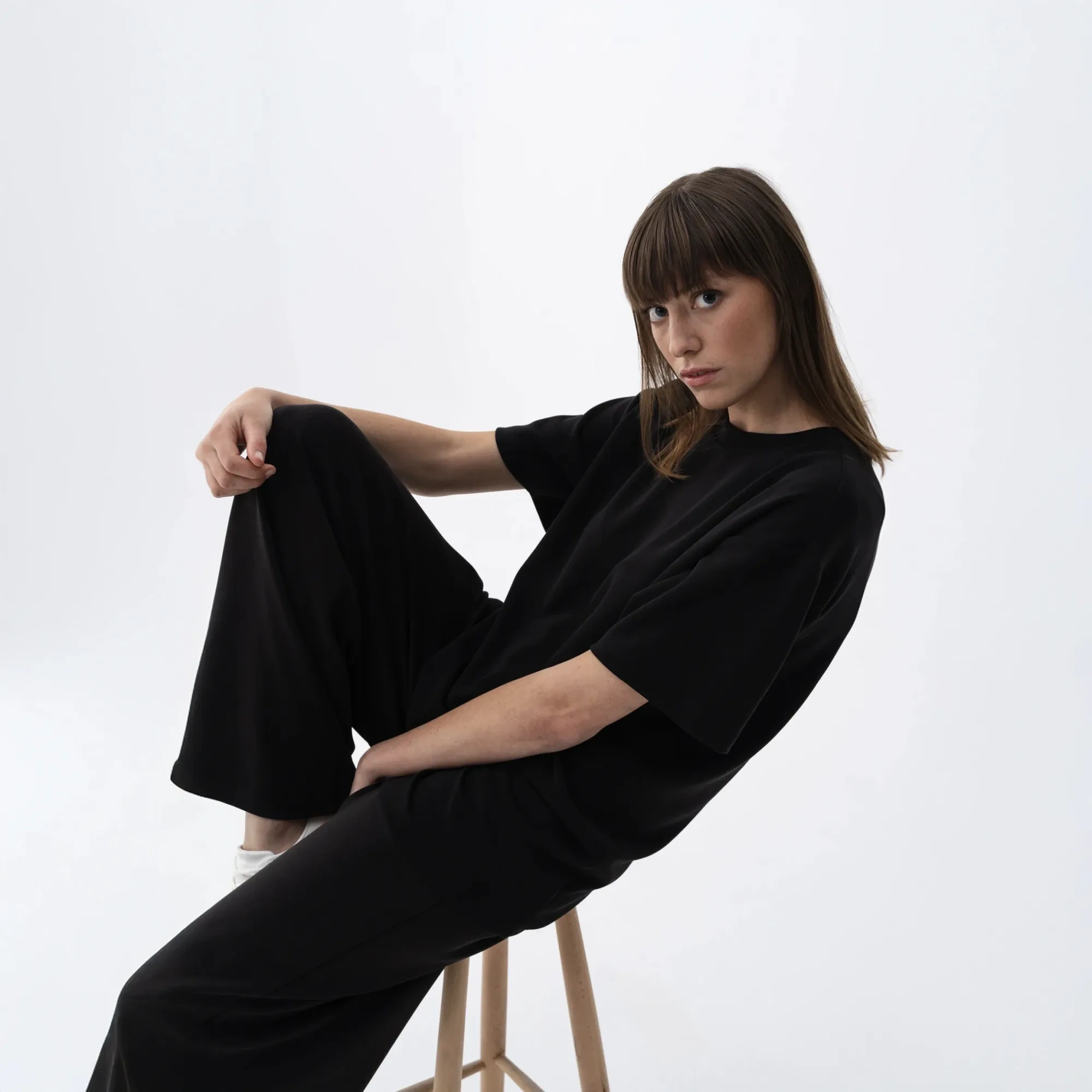 Qua Home Noa Kadın Modal Wide Leg Pantolon Siyah