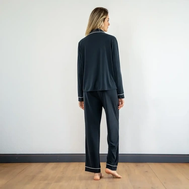  Qua Home Sia Kadın Modal Suprem Biyeli Pantolon Pijama Lacivert