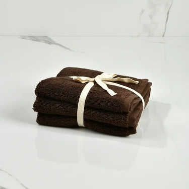  Qua Home Fuji Pima Pamuk El Havlusu Kahverengi 30x30 cm